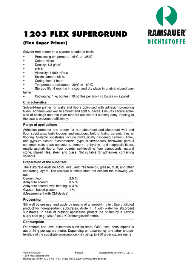     1203 Supergrund - technical data sheet