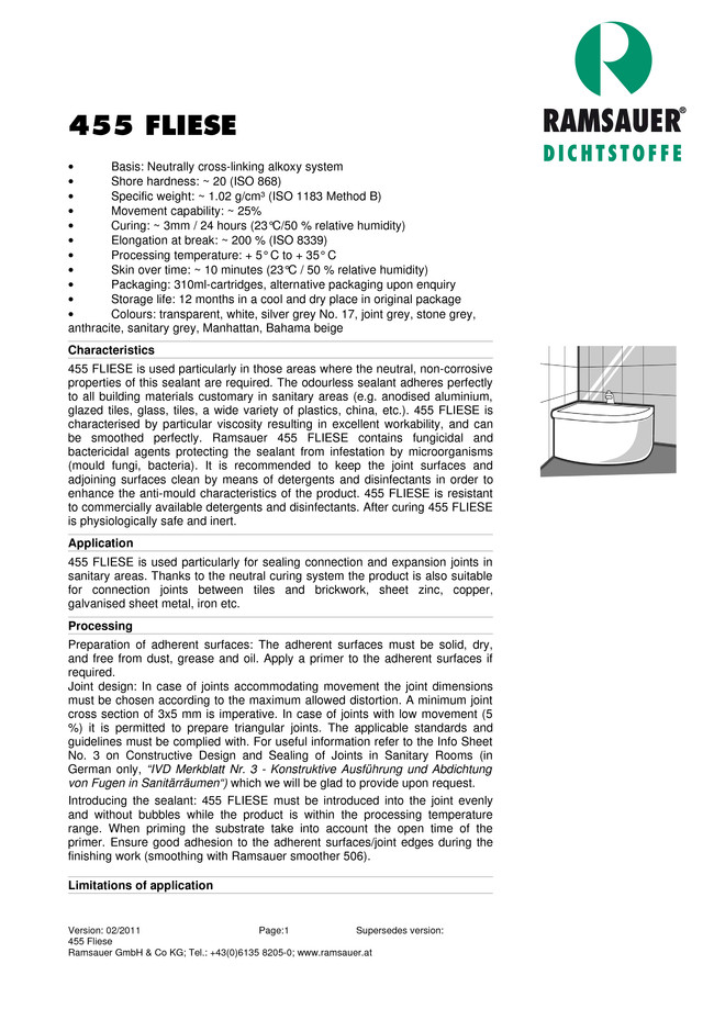      ,    .     DIN 846 455 Fliese - technical data sheet