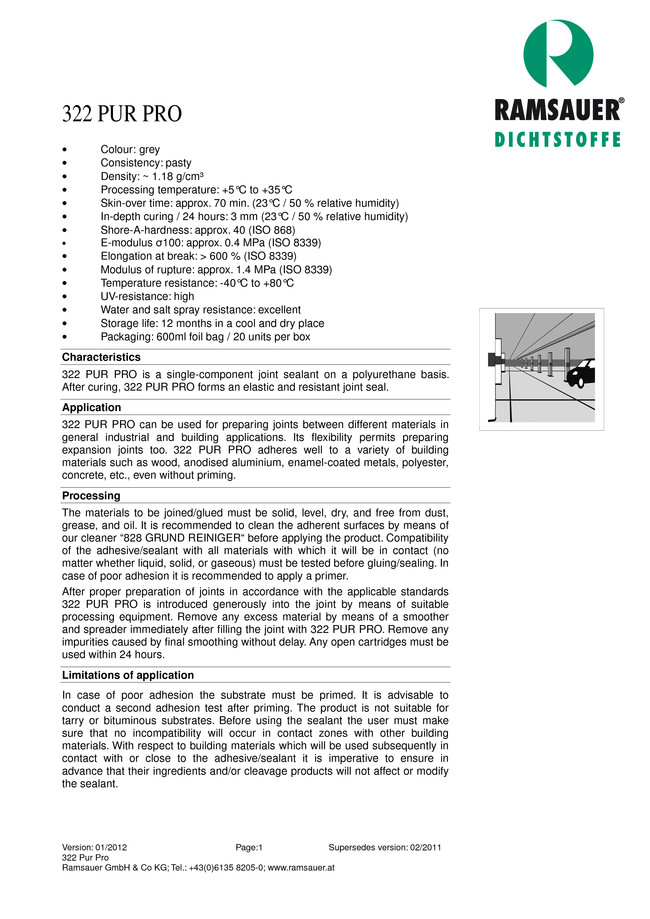       (. ),   322 Pur Pro - technical data sheet