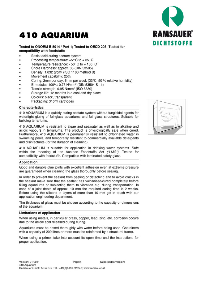     410 Aquarium - technical data sheet