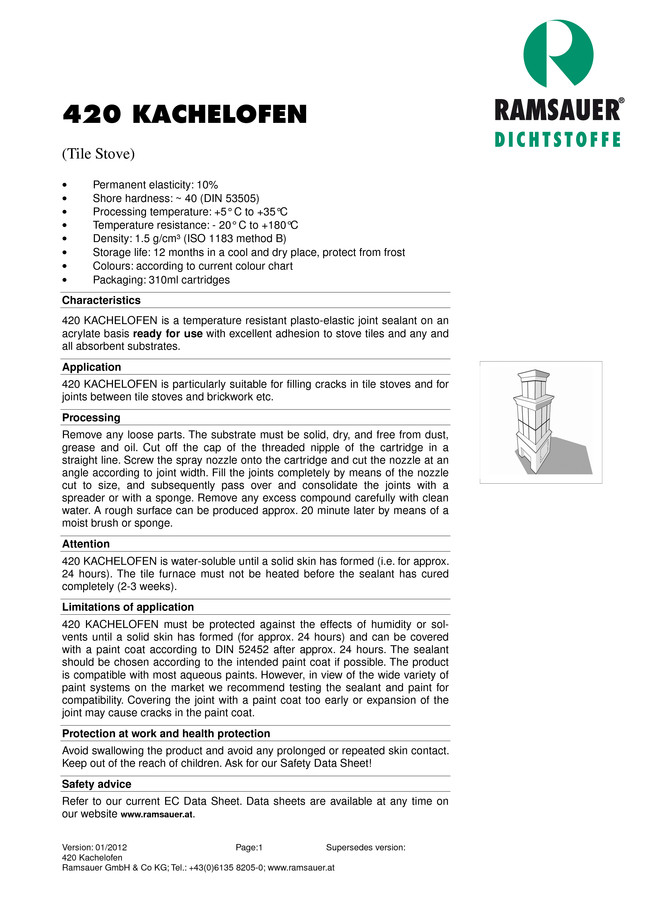        420 Kachelofen - technical data sheet