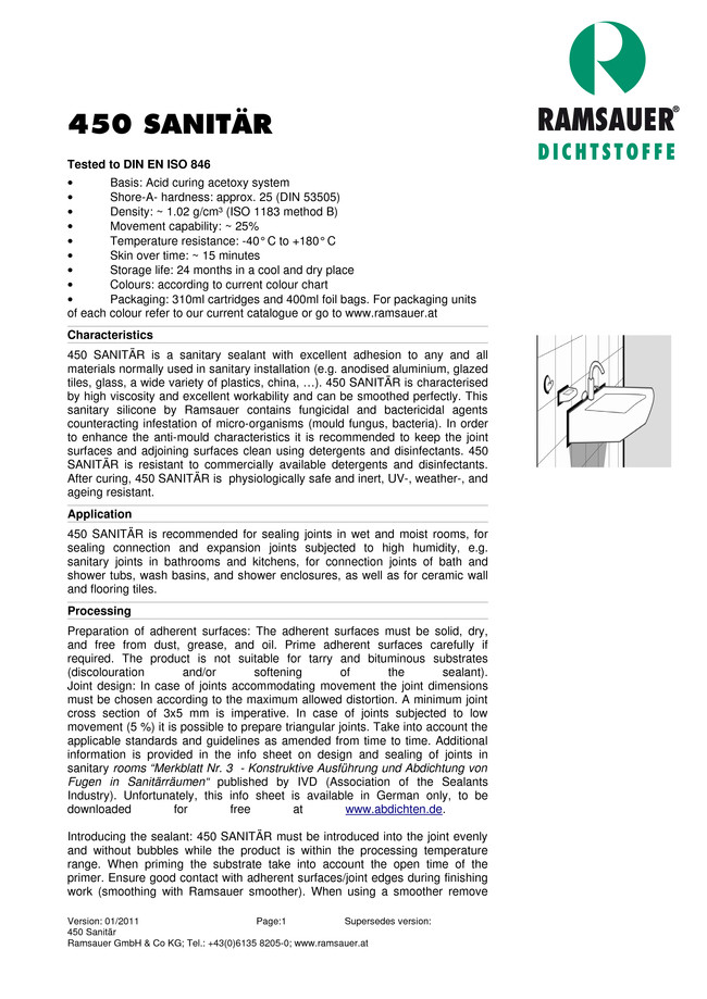    450 Sanitär - technical data sheet