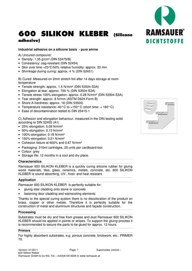   600 Silikon Kleber - technical data sheet