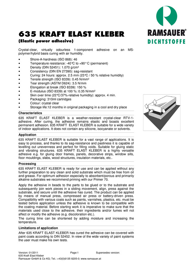     ,   635 Kraft Elast Kleber - technical data sheet