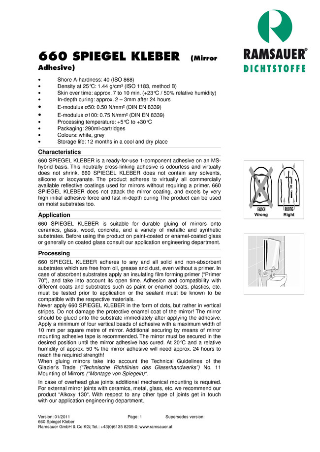  MS-     660 Spiegel Kleber - technical data sheet